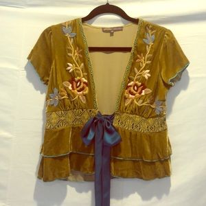 Hale Bob peplum tie front sexy shirt - M